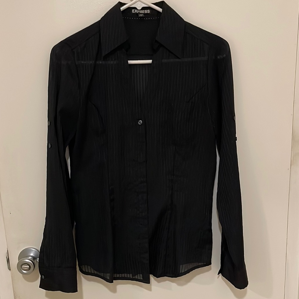 Express Black Blouse Classic Long-Sleeve Top